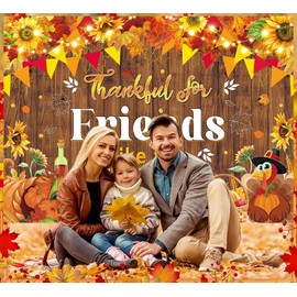 Happy Friendsgiving Party Backdrop Thankful for Friends Like You Photography Background Fall Thanksgiving Friends Giving Give Thanks Party Decorations Banner (82x59 inch (7x5FT))