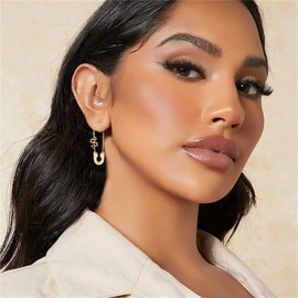 Safety Pin Earrings 14K Gold Snake Earrings for Women Punk Gothic Personality Snake Dangle Drop Earring Statement Snake Earrings (Gold)