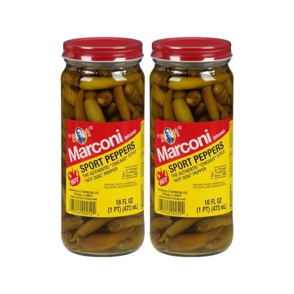 Marconi Brand Hot Sport Peppers, 16 fl oz (Pack of 2)
