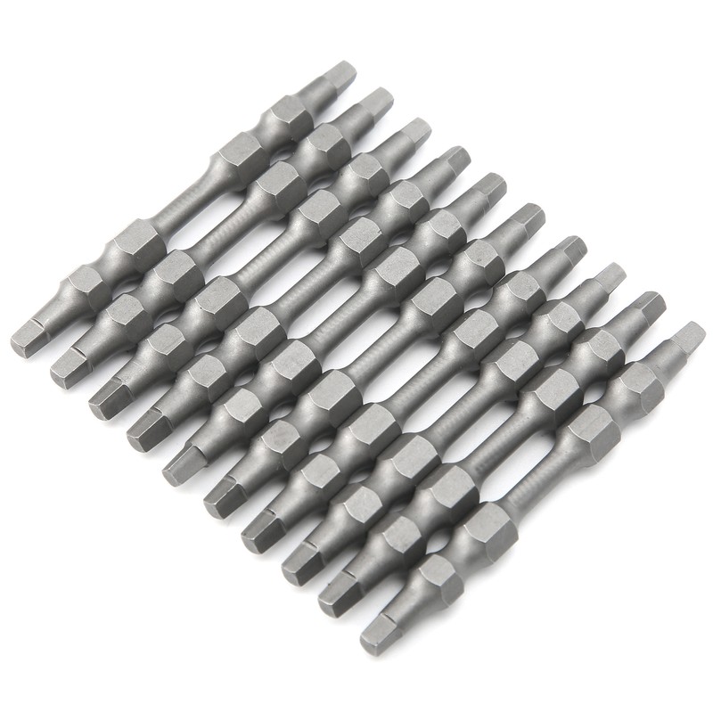 10Pcs Square Screwdriver Bits DoubleEnd Electric Magnetic Industrial Supplies 6.35mm