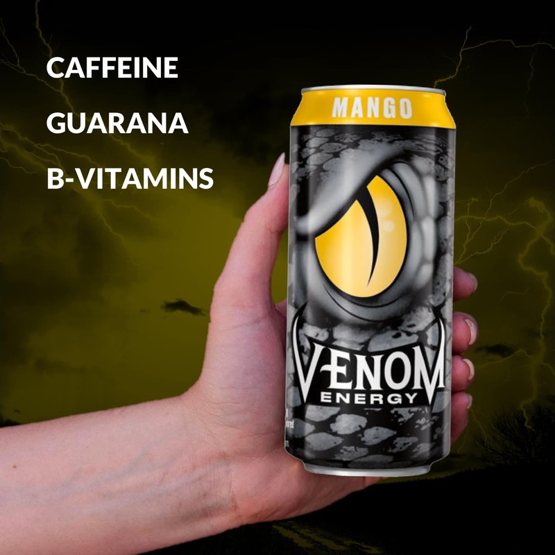 Venom Energy Drink, Mango, 0 Fat, 160mg Caffeine, 16 Fl