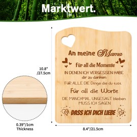 Blumuze Geschenke für Mama, Bambus Schneidebrett Mama Geschenke,Muttertagsgeschenk Geburtstagsgeschenk Weihnachten für Mama,Beste Mutter Geschenkidee Mutter Geschenk zum Muttertag
