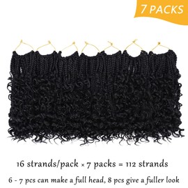 Dorsanee Boho Box Braids Crochet Hair for Black Women 10 Inch Goddess Box Braids with Curly Ends 3X Short Bob Crochet Braids for Kids Synthetic Bohemian Braiding Hair Extensions (7packs, 1B)