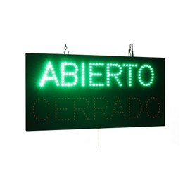 Abierto Cerrado Sign, 24"x12", 60x30cm, TOPKING, Signage, LED, Bright, Open, Signboard, Display, Grand Opening, Gift