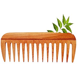 Rufiys Curly Hair Neem Wooden Comb for Women Hair Growth | Detangling | Wide Tooth Neem Wood Anti Dandruff Comb
