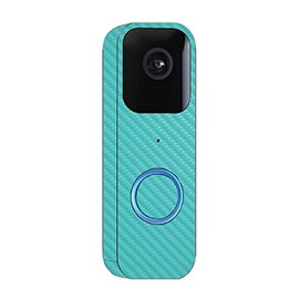 MightySkins Carbon Fiber Skin Compatible with Blink Video Doorbell - Solid Turquoise | Protective, Durable Textured Carbon Fiber Finish | Easy to Apply and Change Styles | Made in The USA