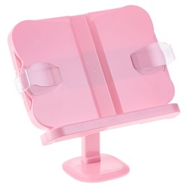 CASA -J Book Stand for Reading, 180° Rotate Adjustable Book Holder, Height Adjustable Cookbooks Stands with Page Clips for Books Laptop Textbook, Pink