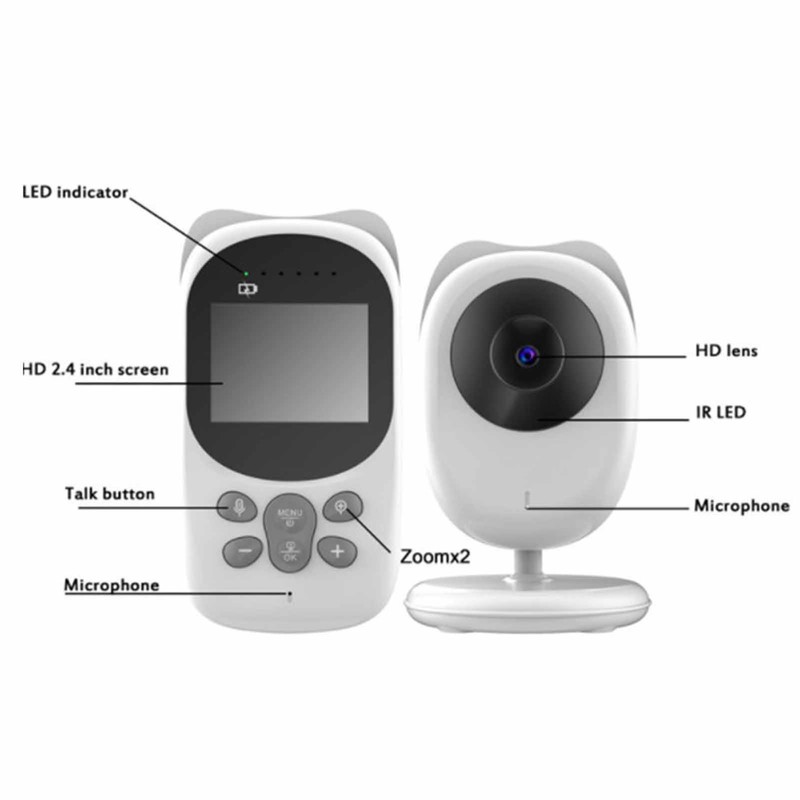 2.4in Video Baby Monitor 2 Way Intercom Auto Night Vision