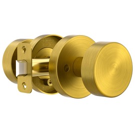 naubea Antique Brass Passage Door Knobs Interior, Old Style Round Door Knob Antique Door Handle for Hallway Pantry Closet Door Knob