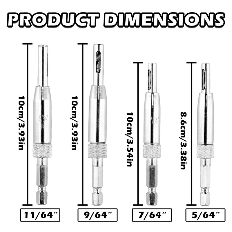 4 Pcs Self Centering Drill Bit, Hinge Drill Bit, Hinge