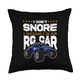 RC Truck Car Racing Gift Idea I Don't Snore I Dream I'm A RC Car Radio Controlled Racing Throw Pillow, 18x18, Multicolor