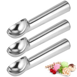 Pack of 3 ice cream spoons, aluminium ice cream spoons, 18 cm, one-piece design, non-stick ice ball scoop, professional ice cream spoon, for ice cream, dough, melon