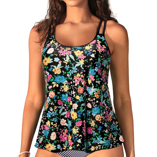 Womens Flowy Tankini Tops Only - Modest Bathing Suit Loose