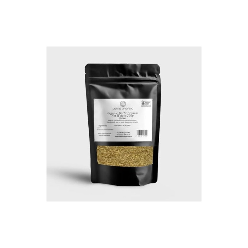 Define Organic Garlic Granules 200g – Dried & Crushed –