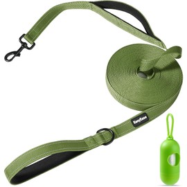 10FT Dog Leash with 2 Comfortable Soft Padded Handles Green Reflective Heavy Duty Pet Dog Training and Walking Leashes Durable Dog Training Lead & Traffic Handle for Large Medium and Small Dogs