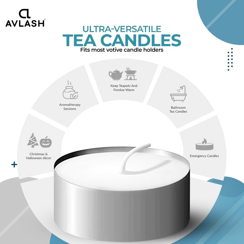 Avlash ® Pack of 50-4 Hour Burning Time Unscented Tea