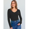ANRABESS Long Sleeve Shirts for Women V Neck Ribbed Knit