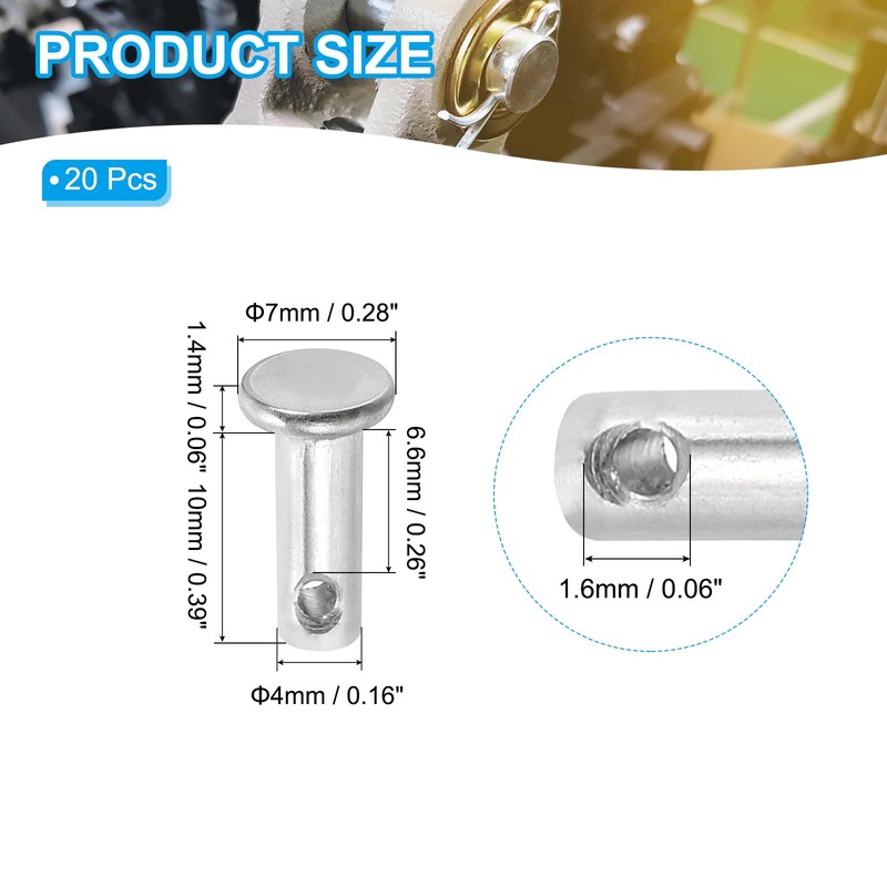 PATIKIL 4 x 10 Mm Single Hole Clevis Pins, 20