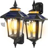 2 Pack Solar Wall Lantern Lights Outdoor with 3 Lighting