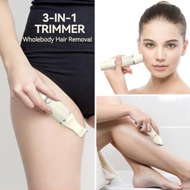 unibono Maquinilla de afeitar eléctrica 3 en 1 para mujeres - Recortadora de bikini impermeable, Afeitadora eléctrica recargable para damas, Recortado