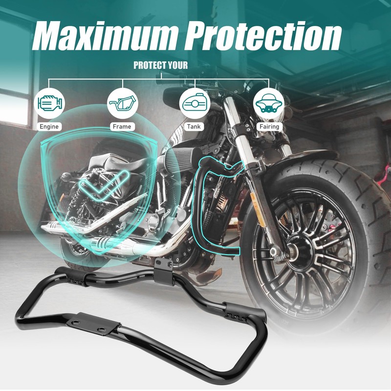 MoKitDora Sportster Crash Bar Highway Rail Mustache Engine Guard 1.25"