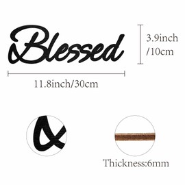 CREATCABIN Blessed Word Cutout Unfinished Wooden Words Decorative Sign Wood Letters Wall Sculpture Art Laser Cut Hanging Block Decor for Wreath Front Door Wall Room Hotel Shop Decoration 12 x 3.9 inch