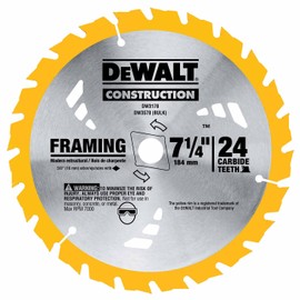 DEWALT DW3578B10 7-1/4-Inch 24T Framing Carbide Thin Kerf Circular Saw Blade
