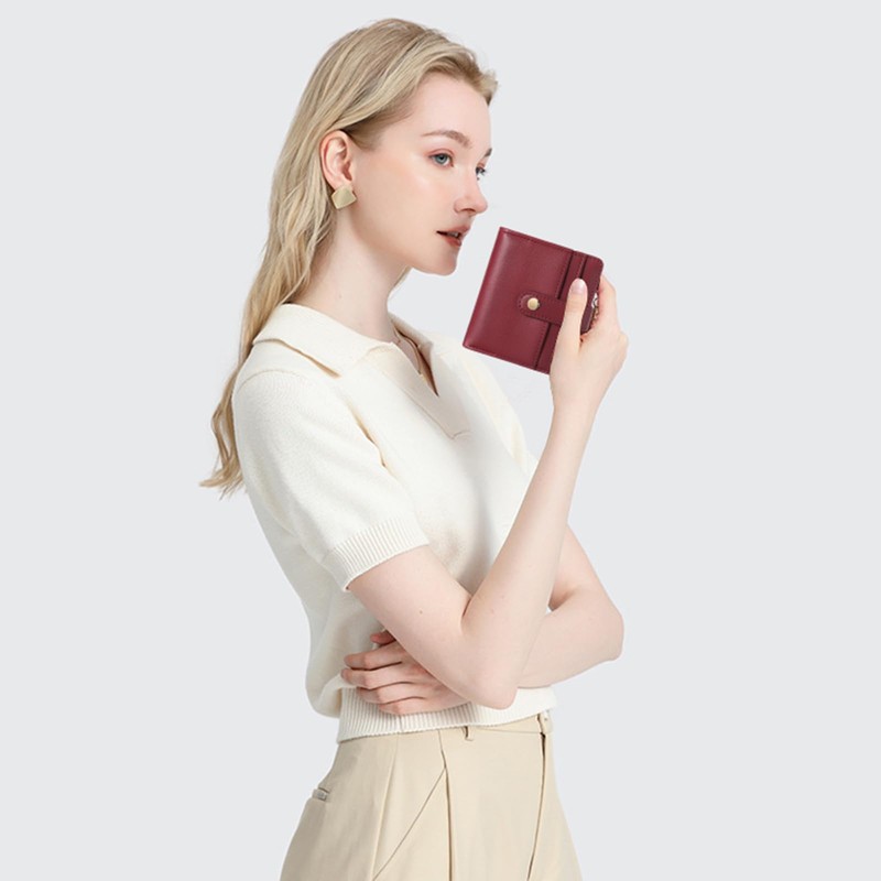 SENDEFN Small Woman Leather Wallet Credit Card Holder with ID