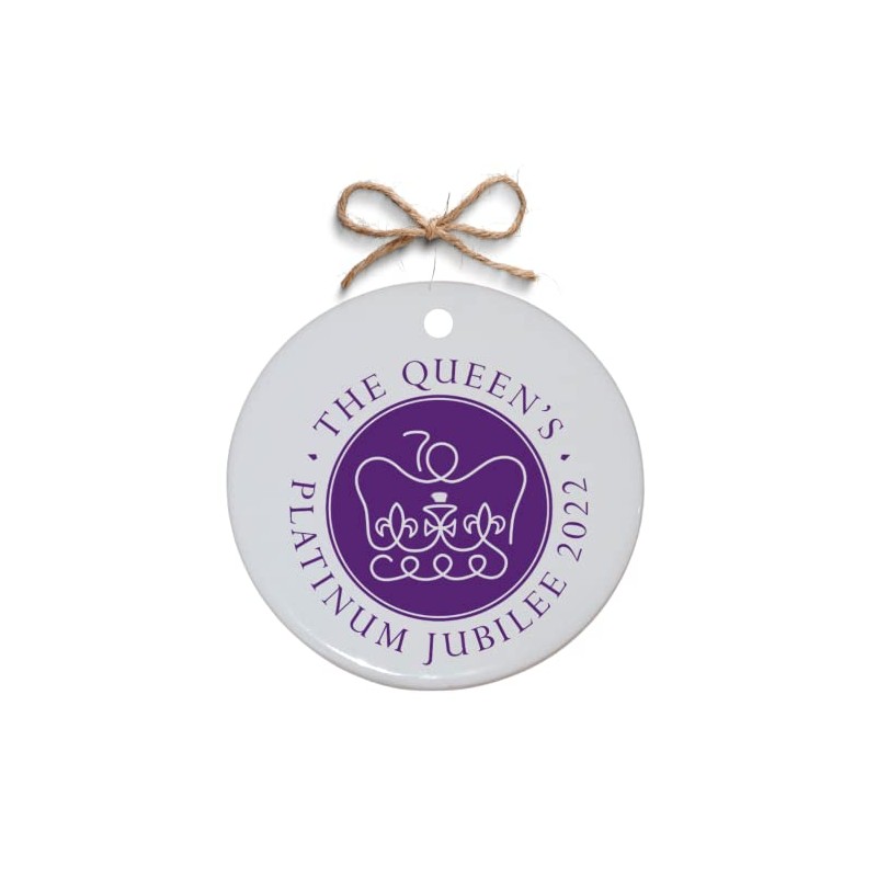 Second Ave Queens Platinum Jubilee Logo 2022 White Ceramic Hanging