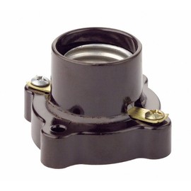 Leviton 9063 Medium Base, One-Piece, Keyless, Incandescent, Phenolic Lampholder, Pony Cleat, Single Circuit, Open Terminal, Brown,Small