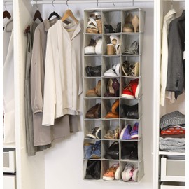 Simple Houseware Hanging Closet Organizers 24 Section Shoe Shelves, Gray