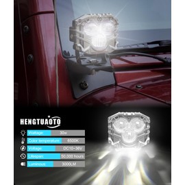 HENGTUAOTO - Luces LED de 2.5 pulgadas de tres ojos de 30 W LED de niebla/conducción/todoterreno, luces tipo cubeta, conector DT para camión, barco, ATV, camioneta UTV (2 piezas plateadas)