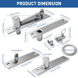 TamBee Hidden Bookcase Hinges Pivot Door Hinge with Lock Hidden Door Hinges for Secret Door 304 Stainless Steel with Spring Latch Lock and Cable