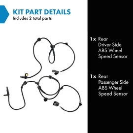 TRQ Rear ABS Wheel Speed Sensor Set Compatible with 2013 Infiniti JX35 2014-2020 QX60 2013-2020 Nissan Pathfinder
