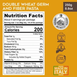 Morelli Mafalda Pasta, High Fiber Mafaldine Pasta, Imported from Italy (Ricciolina, Reginette With Bran and Double Wheat Germ) - 8.8 oz / 250 g (Pack of 2)