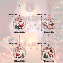Christmas Ornaments Set of 4 Wooden Santa Claus Reindeer Snowman Scandinavian Christmas Tree Ornaments Ornaments Ornaments Gift Tags with String