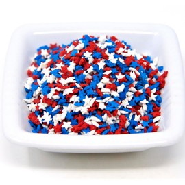 Beulah's Mini Patriotic Star Shapes Sprinkles, 2 Pound Package, Red White Blue Stars Topping