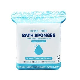 Disposable Rinse Free Bath Sponges, No Rinse Bathing Wipes for Adults, Soap Infused Dry Shower Wipes for Elderly, Bedridden, Camping, Post Surgery(25 Count 1 Pack)