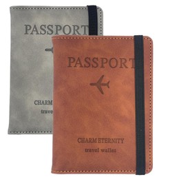 Passport Cover, Passport Holder Travel Wallet Organiser, Vegan Leather Passport Protector Cover, Passport Case Travel Document Holder for Women & Men, Passport, Business Cards, ID Card Holder (Brown)