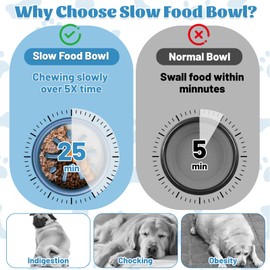 Slow Feeder Dog Bowl, Anti Choke Slow Eat Dog Bowl with Anti-Slip