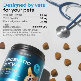 UD Probiotics Dog Treats Chewable Prebiotic Soft Supplements Wild Yam Yeast Powder Gut Health Dental Immune System Support