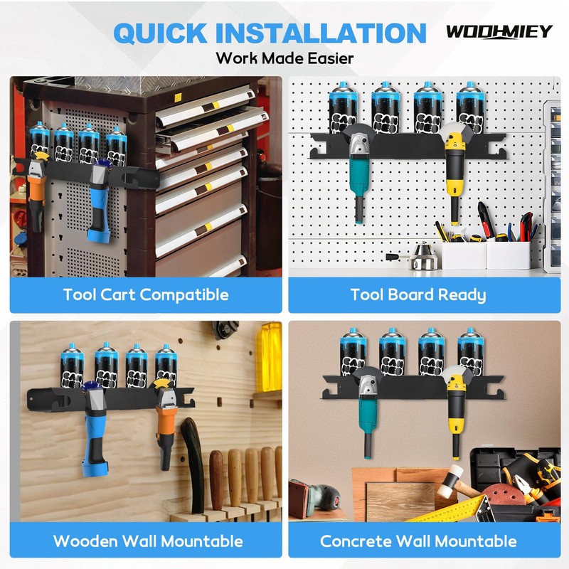 WODHMIEY Spray Bottle Storage Rack with Angle Grinder Holder, with