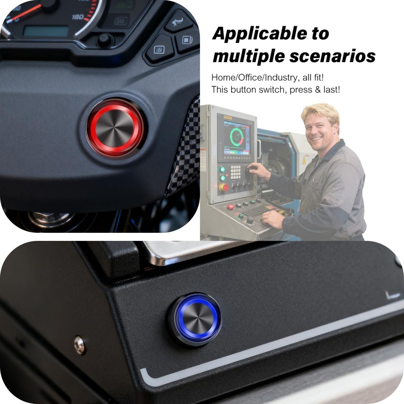 Langir 19mm Latching Push Button Switch 12V DC Waterproof On