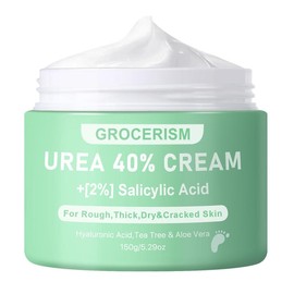 Grocerism Urea Cream 40 Percent For Feet Plus 2% Salicylic Acid 5.29 oz, Foot Cream and Hand Cream Maximum Strength with Hyaluronic Acid, Tea Tree, and Aloe Vera For Deep Moisturizes, Callus Remover and Soften All Skin Types, Hydrating:_1 Pack