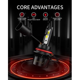 FANTELI 9007 LED Bulbs, 34000LM 800% Brighter, Backup HB5 Bulb, Plug & Play 6000K Cool White Interior Light, IP68 Waterproof Replacement, Pack of 2, License Plate Lights