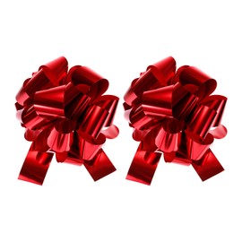 sourcing map 2pcs 12 Inch Car Extra Giant Large Pull Bow Christmas Metallic Gift Wrapping Bows Ribbon for Wedding Car Baskets Presents Big Gift Bow, Red