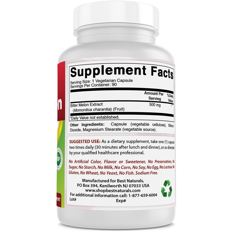 Best Naturals Bitter Melon Extract 500mg 90 Veggie Capsules