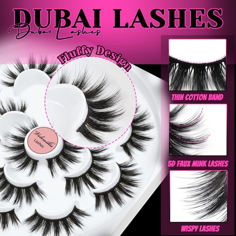 Veleasha Lashes 5D Faux Mink Lashes Fluffy False Eyelashes Handmade