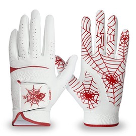 GOuft Premium Spider-Web Unisex Golf Gloves White Edition (Red/White, 19 (Left-Hand))