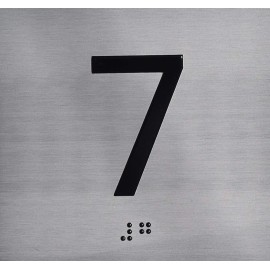 BUILDINGSIGNS.COM 7TH Floor Elevator Jamb Plate Sign with Braille and Raised Number..-REF24-1027